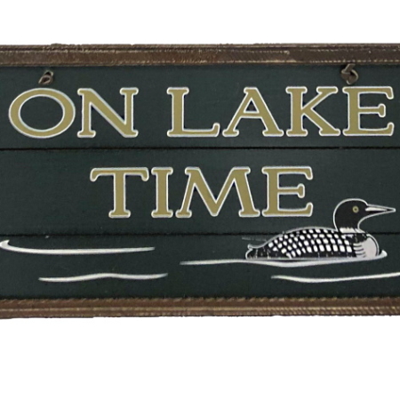 On Lake Time 5"x10" Wooden Sign